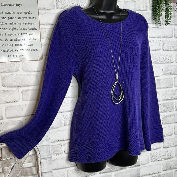 Style & Co Grape Bell Sleeve Thick Knit Sweater Size Medium - Picture 1 of 8